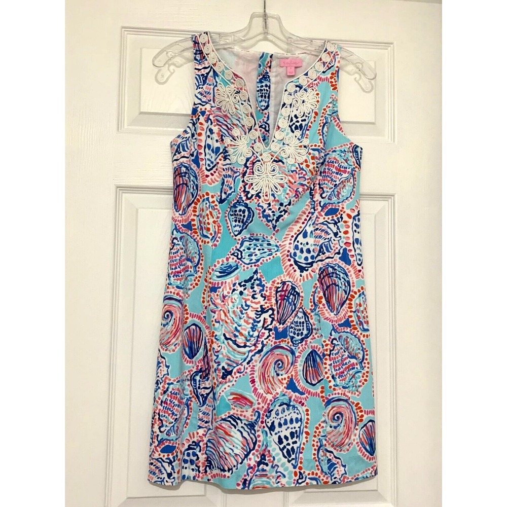 Lilly Pulitzer Gabby Shift Dress sz 2 Shell Me About It Seashells